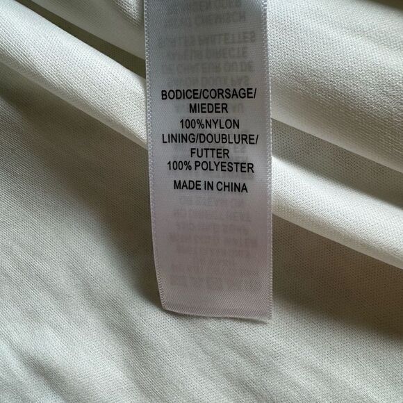 Hailey Adrianna Papell Fully Sequined White Asymmetrical Front Wrap Gown Size 12 - Picture 6 of 13